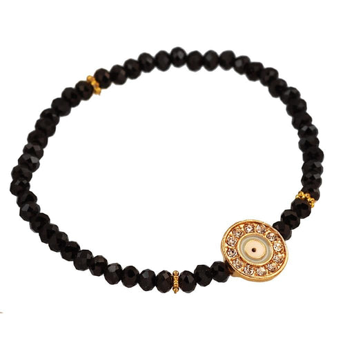Armband Brass golden Auge der Fatima schwarz mint Zirkonia Ringe verstellbar - chic - net.de