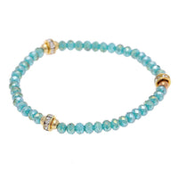 Load image into Gallery viewer, Armband Brass golden Glitzer Ringe türkis Kristalle facettiert Perlen verstellbar - chic - net.de
