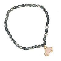 Load image into Gallery viewer, Armband grau blaue Steine facettiert Charm Brass Auto rosa - chic - net.de
