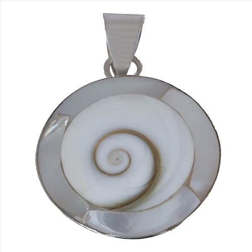 Rund ca. 2,6cm Ø Silberanhänger Shiva Auge eye Anhänger Perlmutt 925er Sterlingsilber
