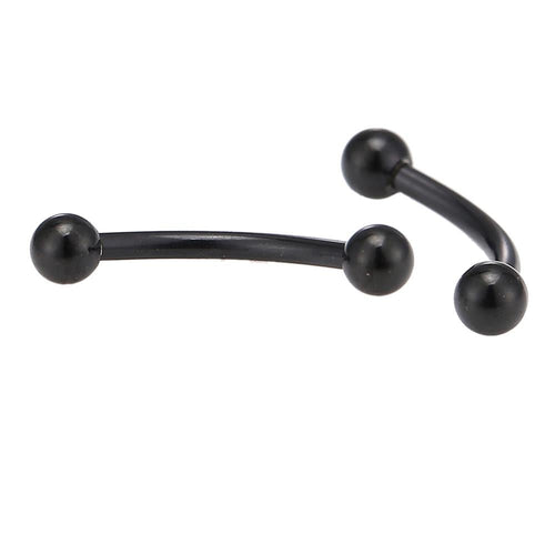 Banane Piercing mit Kugeln schwarz Curved Barbell Edelstahl - chic - net.de