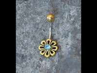 Cargar imagen en el visor de la galería, Bauchnabel Piercing Brass Edelstahl Blümchen Stein - chic - net.de
