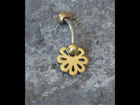 Cargar imagen en el visor de la galería, Bauchnabel Piercing Brass Edelstahl Blümchen Stein - chic - net.de
