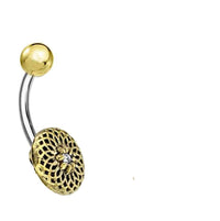 Cargar imagen en el visor de la galería, Bauchnabel Piercing Brass Edelstahl Dahlie Stein - chic - net.de
