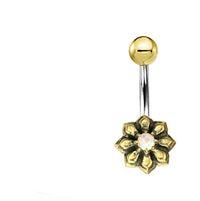 Load image into Gallery viewer, Bauchnabel Piercing Brass Edelstahl Sternblume Stein - chic - net.de
