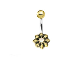 Load image into Gallery viewer, Bauchnabel Piercing Brass Edelstahl Sternblume Stein - chic - net.de

