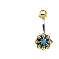 Load image into Gallery viewer, Bauchnabel Piercing Brass Edelstahl Sternblume Stein - chic - net.de
