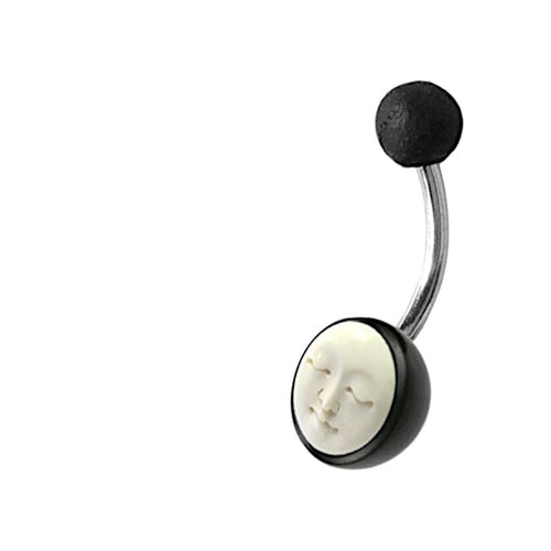 Bauchnabel Piercing Edelstahl Horn Bone Mond Gesicht - chic - net.de