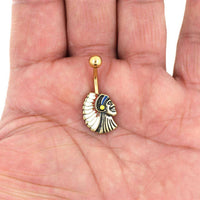 Cargar imagen en el visor de la galería, Bauchnabel Piercing Edelstahl Indianer gold - chic - net.de

