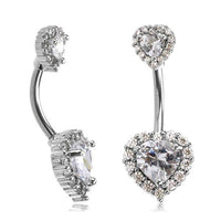 Cargar imagen en el visor de la galería, Bauchnabelpiercing aus Edelstahl Glaskristall Herz Gold PVD - chic - net.de
