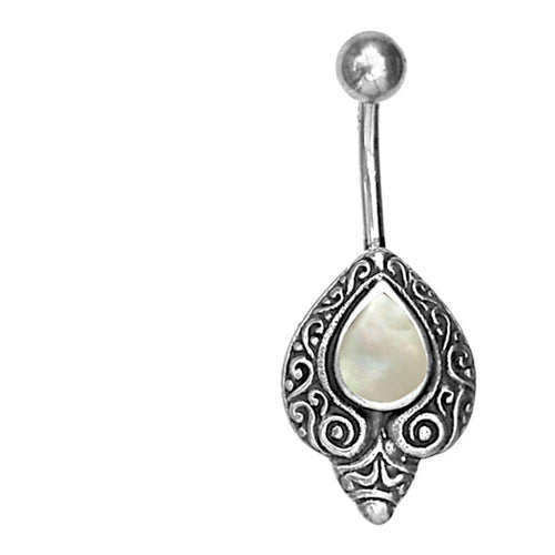 Bauchnabelpiercing aus Edelstahl Silber als Schnörkel Träne - chic - net.de