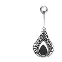 Load image into Gallery viewer, Bauchnabelpiercing aus Edelstahl Silber mit Tropfen Inlay - chic - net.de
