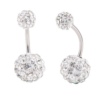 Load image into Gallery viewer, Bauchnabelpiercing Bananapiercing weiß Zirkonia Steine 2 Kugeln Edelstahl - chic - net.de
