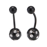 Load image into Gallery viewer, Bauchnabelpiercing Bananenpiercing Edelstahl schwarz weiße Zirkonia Steine - chic - net.de
