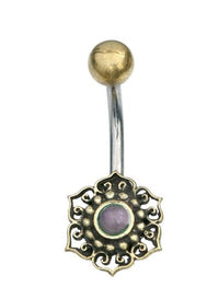 Load image into Gallery viewer, Bauchnabelpiercing Blume Edelstahl Stein Messing - chic - net.de
