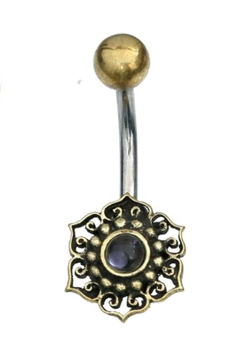 Bauchnabelpiercing Blume Edelstahl Stein Messing - chic - net.de