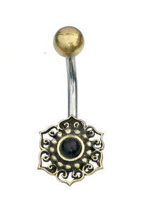 Load image into Gallery viewer, Bauchnabelpiercing Blume Edelstahl Stein Messing - chic - net.de
