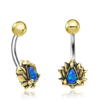 Cargar imagen en el visor de la galería, Bauchnabelpiercing Brass Edelstahl gold Lotus Stein - chic - net.de
