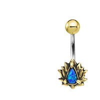 Cargar imagen en el visor de la galería, Bauchnabelpiercing Brass Edelstahl gold Lotus Stein - chic - net.de
