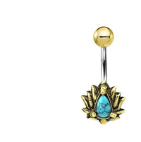 Cargar imagen en el visor de la galería, Bauchnabelpiercing Brass Edelstahl gold Lotus Stein - chic - net.de
