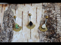 Load image into Gallery viewer, Bauchnabelpiercing Edelstahl Brass Bogen Träne Inlay - chic - net.de
