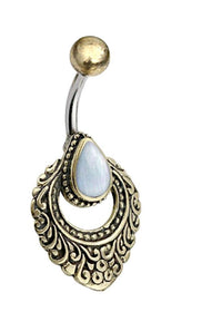 Cargar imagen en el visor de la galería, Bauchnabelpiercing Edelstahl Brass Ornament Träne Inlay - chic - net.de
