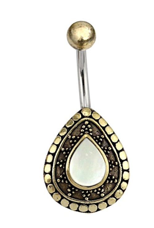 Bauchnabelpiercing Edelstahl Brass Sonnen Träne Inlay - chic - net.de