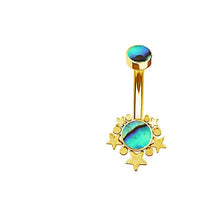 Load image into Gallery viewer, Bauchnabelpiercing Edelstahl Gold PVD Sterne Zirkonia Paua - chic - net.de
