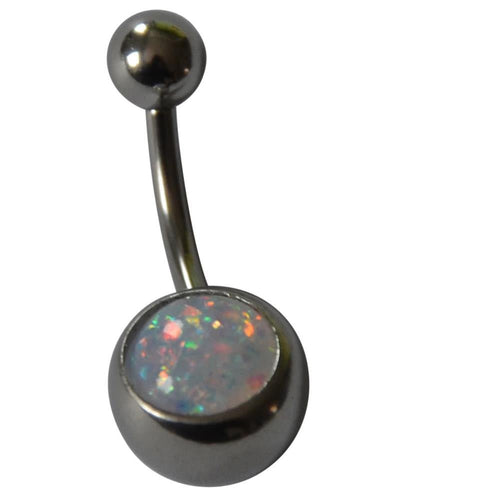 Bauchnabelpiercing Edelstahl silber Resin Opal Stab 10x1.6mm - chic - net.de