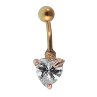 Load image into Gallery viewer, Bauchnabelpiercing golden Herz weißer Zirkonia Stein Edelstahl - chic - net.de
