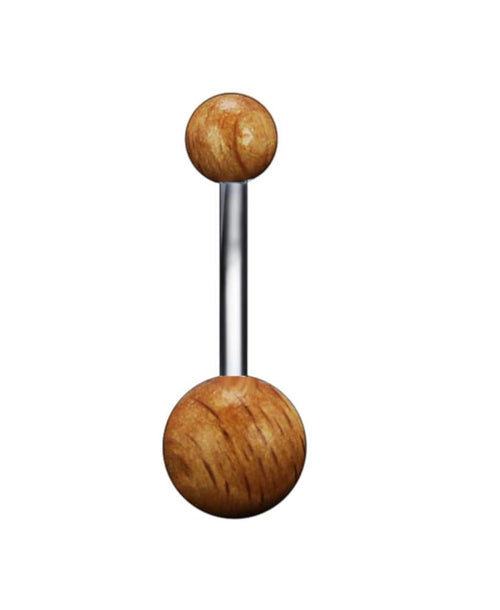 Bauchnabelpiercing Holz hell Kugeln Edelstahl - chic - net.de