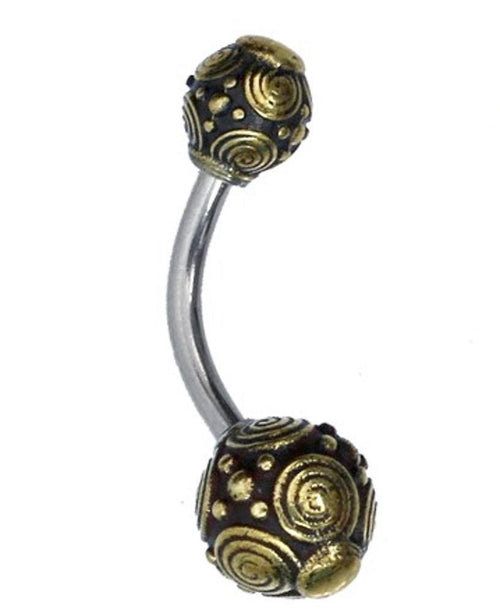 Bauchnabelpiercing Messing Edelstahl antik gold silber Kugel - chic - net.de