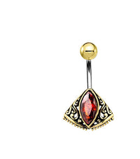 Load image into Gallery viewer, Bauchnabelpiercing Messing Edelstahl Marquise Schliff - chic - net.de
