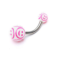 Cargar imagen en el visor de la galería, Bauchnabelpiercing Smilie Gesichter Bioflex 2 Kugeln Bananenpiercing Edelstahl nickelfrei - chic - net.de
