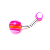 Load image into Gallery viewer, Bauchnabelpiercing Streifen neon bunt Regenbogen Bioflex Kugeln Bananenpiercing Edelstahl nickelfrei - chic - net.de

