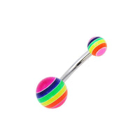Load image into Gallery viewer, Bauchnabelpiercing Streifen neon bunt Regenbogen Bioflex Kugeln Bananenpiercing Edelstahl nickelfrei - chic - net.de
