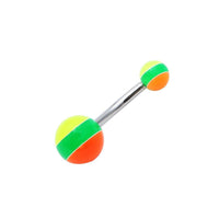Load image into Gallery viewer, Bauchnabelpiercing Streifen neon bunt Regenbogen Bioflex Kugeln Bananenpiercing Edelstahl nickelfrei - chic - net.de
