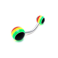 Load image into Gallery viewer, Bauchnabelpiercing Streifen neon bunt Regenbogen Bioflex Kugeln Bananenpiercing Edelstahl nickelfrei - chic - net.de
