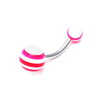 Load image into Gallery viewer, Bauchnabelpiercing Streifen neon bunt Regenbogen Bioflex Kugeln Bananenpiercing Edelstahl nickelfrei - chic - net.de
