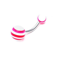 Load image into Gallery viewer, Bauchnabelpiercing Streifen neon bunt Regenbogen Bioflex Kugeln Bananenpiercing Edelstahl nickelfrei - chic - net.de
