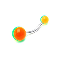 Load image into Gallery viewer, Bauchnabelpiercing Streifen neon bunt Regenbogen Bioflex Kugeln Bananenpiercing Edelstahl nickelfrei - chic - net.de
