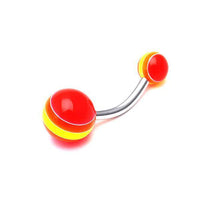 Load image into Gallery viewer, Bauchnabelpiercing Streifen neon bunt Regenbogen Bioflex Kugeln Bananenpiercing Edelstahl nickelfrei - chic - net.de
