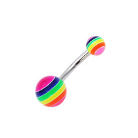 Load image into Gallery viewer, Bauchnabelpiercing Streifen neon bunt Regenbogen Bioflex Kugeln Bananenpiercing Edelstahl nickelfrei - chic - net.de
