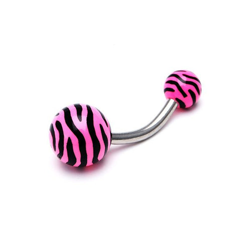 Bauchnabelpiercing Zebra Muster Bioflex 2 Kugeln Bananenpiercing Edelstahl nickelfrei - chic - net.de