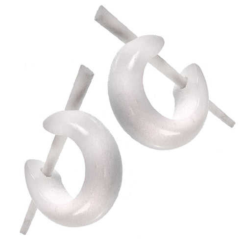 Bone Pin - Ohrringe weiß dick Creolen Bone Pin 15 mm handgeschnitzt - chic - net.de