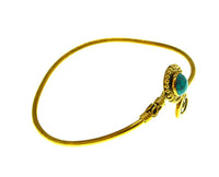 Load image into Gallery viewer, Brass Armreif gold Türkis Spirale rund Kugeln verstellbar - chic - net.de
