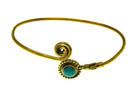 Load image into Gallery viewer, Brass Armreif gold Türkis Spirale rund Kugeln verstellbar - chic - net.de
