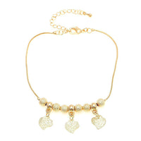 Load image into Gallery viewer, Brass Fußkettchen golden Schlangenkette Herzen Perlen rau Fußkette verstellbar - chic - net.de
