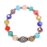 Load image into Gallery viewer, Brass Glitzerkugel Armband golden Kristalle bunt Ornament silber verstellbar - chic - net.de
