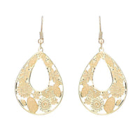 Load image into Gallery viewer, Brass golden gelbe Ohrringe Emaille Tropfen Creolen Blumen 4 cm - chic - net.de
